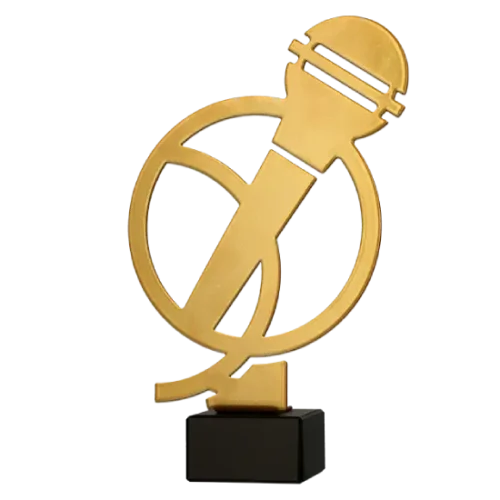 Statuetka metalowa Metalowa Złoty Mikrofon ML-MUS2