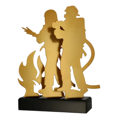 Statuetka metalowa Strażacy TM003-FIR1 w kolorze złotym